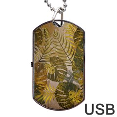 Nature Monstera Leaves Leaf Foliage Boho Style Dog Tag USB Flash (One Side)