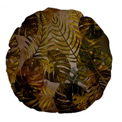 Nature Monstera Leaves Leaf Foliage Boho Style Large 18  Premium Round Cushions by Wegoenart