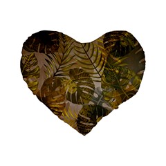 Nature Monstera Leaves Leaf Foliage Boho Style Standard 16  Premium Flano Heart Shape Cushions by Wegoenart