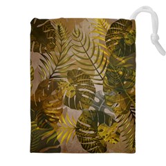 Nature Monstera Leaves Leaf Foliage Boho Style Drawstring Pouch (5XL)