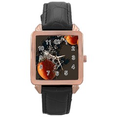 Fresh Water Tomatoes Rose Gold Leather Watch  by ConteMonfrey