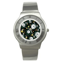 Background Pattern Texture Flower Stainless Steel Watch by Wegoenart