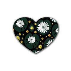 Background Pattern Texture Flower Rubber Coaster (heart) by Wegoenart