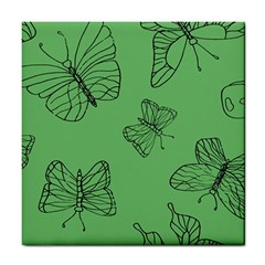 Green Nature Pattern Tile Coaster