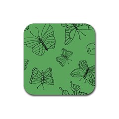 Green Nature Pattern Rubber Coaster (Square)