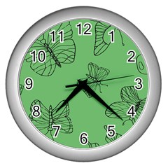 Green Nature Pattern Wall Clock (Silver)