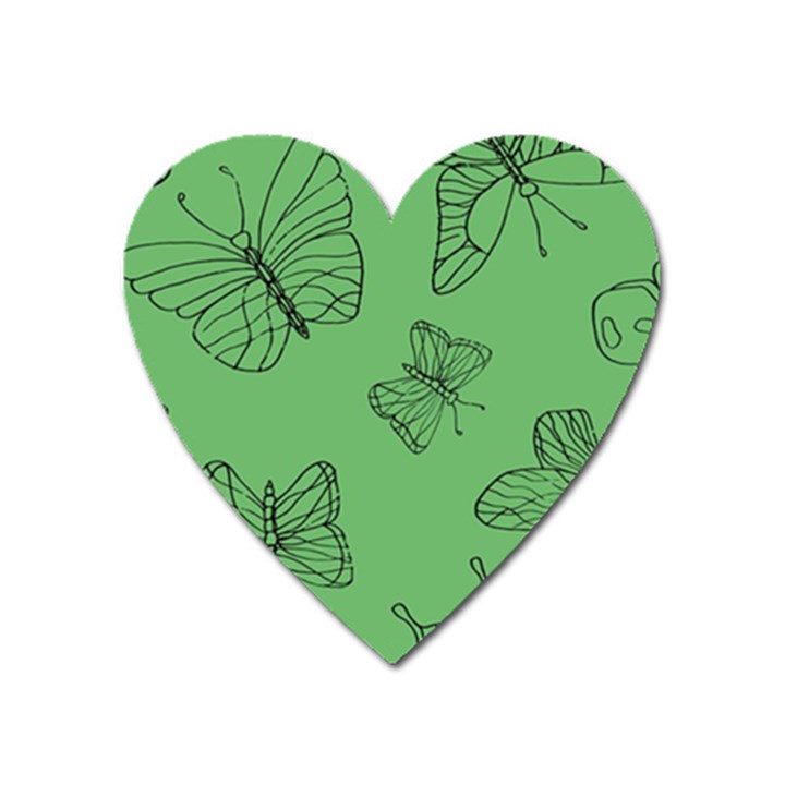 Green Nature Pattern Heart Magnet