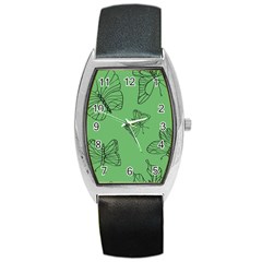 Green Nature Pattern Barrel Style Metal Watch