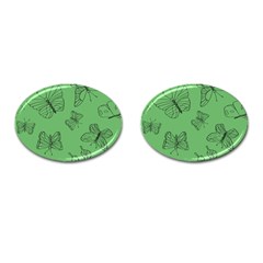 Green Nature Pattern Cufflinks (Oval)