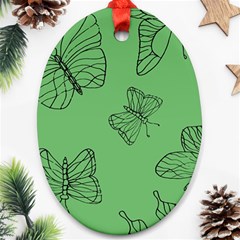 Green Nature Pattern Oval Ornament (Two Sides)