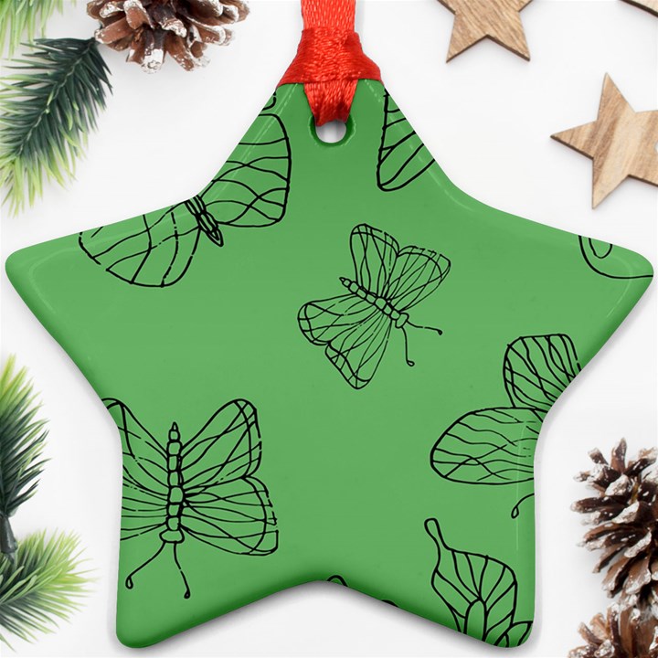 Green Nature Pattern Star Ornament (Two Sides)