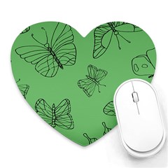 Green Nature Pattern Heart Mousepads