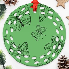 Green Nature Pattern Round Filigree Ornament (Two Sides)