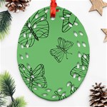 Green Nature Pattern Oval Filigree Ornament (Two Sides) Front