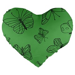 Green Nature Pattern Large 19  Premium Heart Shape Cushions