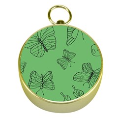 Green Nature Pattern Gold Compasses