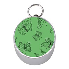 Green Nature Pattern Mini Silver Compasses