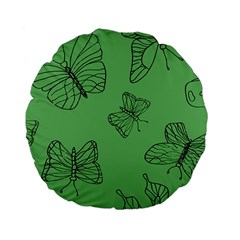 Green Nature Pattern Standard 15  Premium Flano Round Cushions