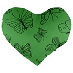 Green Nature Pattern Large 19  Premium Flano Heart Shape Cushions Front