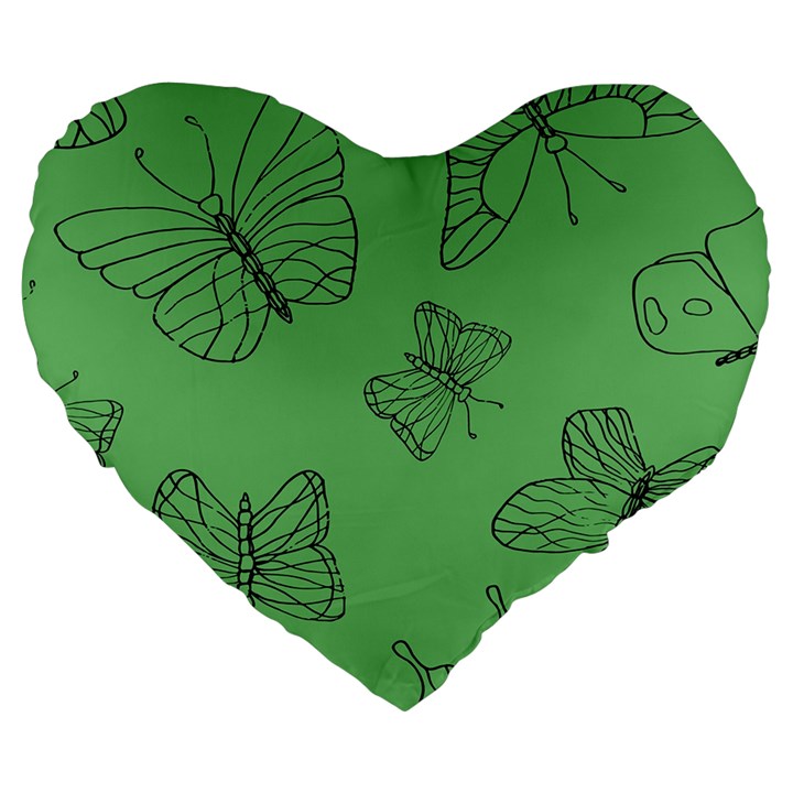 Green Nature Pattern Large 19  Premium Flano Heart Shape Cushions