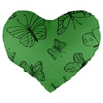 Green Nature Pattern Large 19  Premium Flano Heart Shape Cushions Back