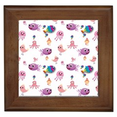 Fish Squid Bird Jellyfish Chicken Framed Tile by Wegoenart