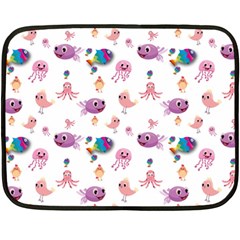 Fish Squid Bird Jellyfish Chicken Fleece Blanket (mini) by Wegoenart