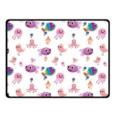 Fish Squid Bird Jellyfish Chicken Fleece Blanket (small) by Wegoenart