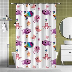 Fish Squid Bird Jellyfish Chicken Shower Curtain 48  X 72  (small)  by Wegoenart