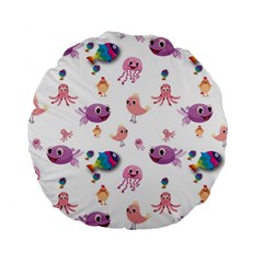 Fish Squid Bird Jellyfish Chicken Standard 15  Premium Round Cushions by Wegoenart