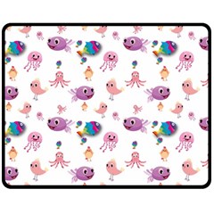 Fish Squid Bird Jellyfish Chicken Double Sided Fleece Blanket (medium)  by Wegoenart