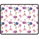 Fish Squid Bird Jellyfish Chicken Double Sided Fleece Blanket (Medium)  58.8 x47.4  Blanket Front