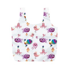 Fish Squid Bird Jellyfish Chicken Full Print Recycle Bag (m) by Wegoenart