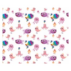 Fish Squid Bird Jellyfish Chicken Double Sided Flano Blanket (small)  by Wegoenart