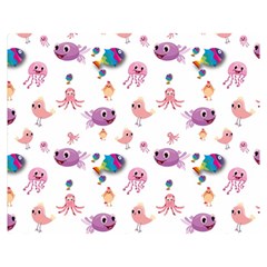 Fish Squid Bird Jellyfish Chicken Double Sided Flano Blanket (medium)  by Wegoenart