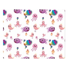 Fish Squid Bird Jellyfish Chicken Double Sided Flano Blanket (large)  by Wegoenart