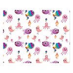 Fish Squid Bird Jellyfish Chicken Double Sided Flano Blanket (Large)  80 x60  Blanket Front