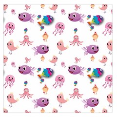 Fish Squid Bird Jellyfish Chicken Square Satin Scarf (36  X 36 ) by Wegoenart