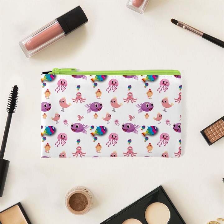 Fish Squid Bird Jellyfish Chicken Cosmetic Bag (XS)