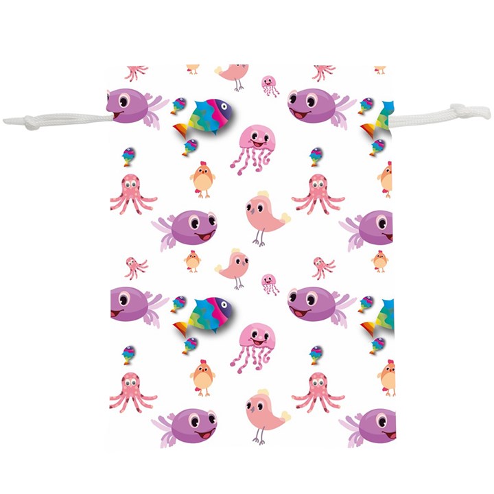 Fish Squid Bird Jellyfish Chicken  Lightweight Drawstring Pouch (XL)