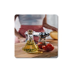 Healthy Ingredients - Olive Oil And Tomatoes Square Magnet by ConteMonfrey