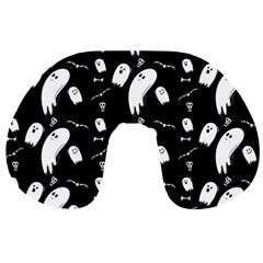 Ghost Background Halloween Travel Neck Pillow by Wegoenart