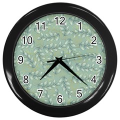 Leaves Nature Pattern Design Wall Clock (black) by Wegoenart