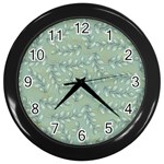 Leaves Nature Pattern Design Wall Clock (Black) Front