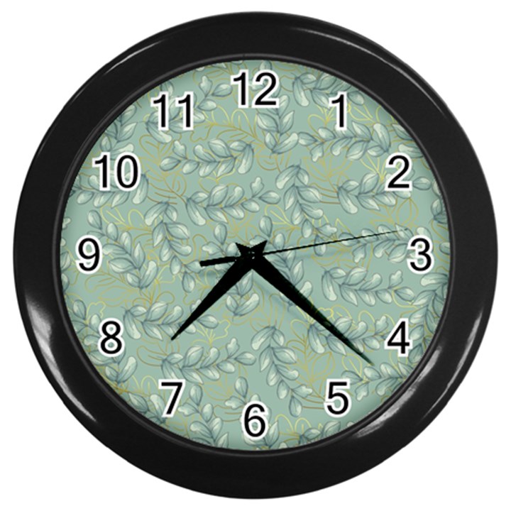 Leaves Nature Pattern Design Wall Clock (Black)