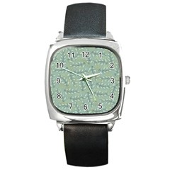 Leaves Nature Pattern Design Square Metal Watch by Wegoenart