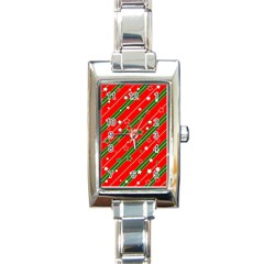 Xmash Christmas Stars Red Background Star Rectangle Italian Charm Watch