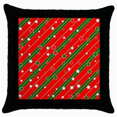 Xmash Christmas Stars Red Background Star Throw Pillow Case (black) by Wegoenart