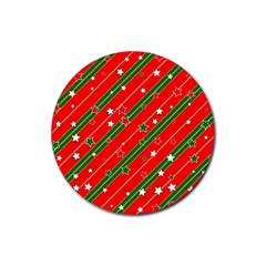 Xmash Christmas Stars Red Background Star Rubber Coaster (round) by Wegoenart