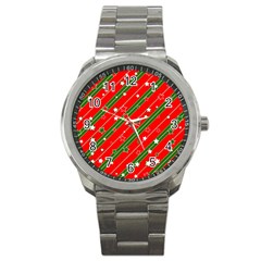 Xmash Christmas Stars Red Background Star Sport Metal Watch